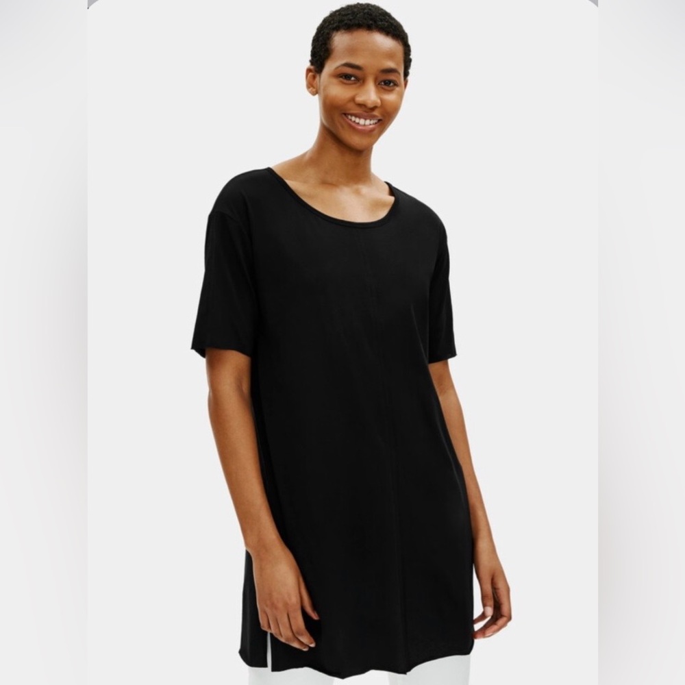 ▪️NWT Eileen Fisher Organic Cotton Easy Jersey Elbow-Sleeve Tunic